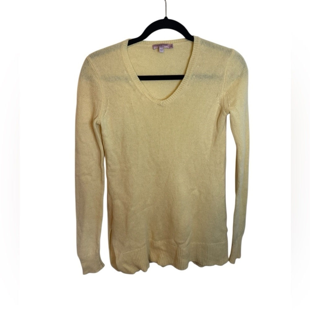 Calypso St. Barth Butter Yellow Cashmere V-Neck Sweater